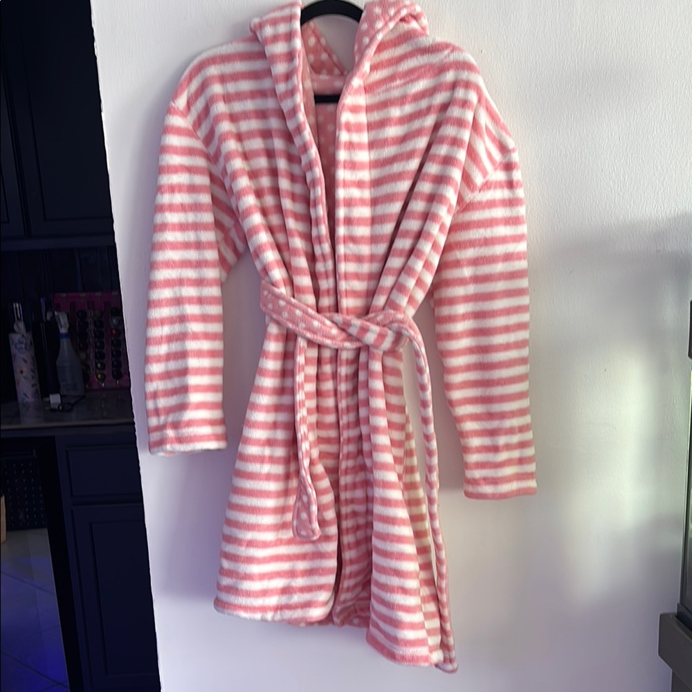 La Vie En Rose Pink and White Striped Robe